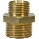 [25672] Brass Threaded Hex Reducing Nipple 1-1/2" x 1"