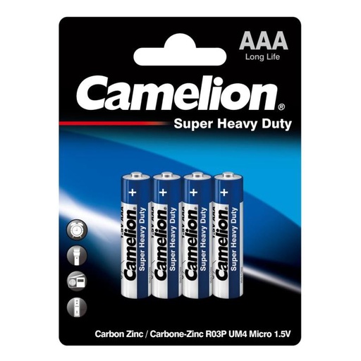 [52305] Camelion Battery AAA 1.5V, R03P (4Pcs/Pack) Super Heavy Duty