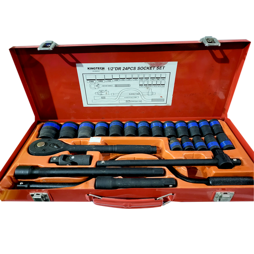 [11509] Socket Set 24Pc Black 1/2Dr Speed Handle (10-32Mm)- Kingtech