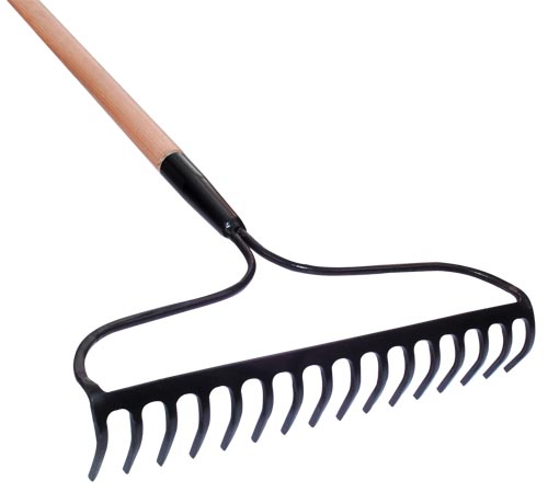 [11713] Garden Rake Plain "V" Bracket W/ Steel Handle - Gray