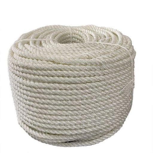 [9837] Rope - Nylon Braided, Soft, White,12MM*200Mtr