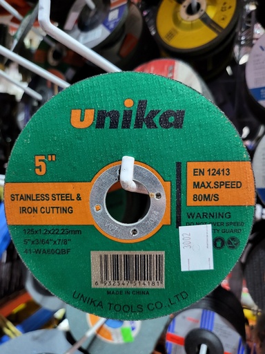 [3002] Cutting Wheel 5" 125X1.2X22Mm Brand:Unika