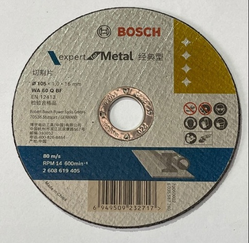 [12259] Metal Cutting Wheel 4"/105*1.0*16Mm (Wa 60 Q Bf-Expert)-Bosch