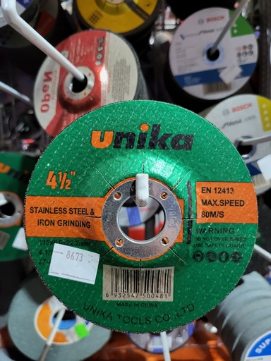 [8673] Grinding Wheel SS 4.5" Brand: Unika