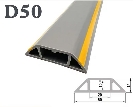 [13927] PVC Cable Trunking D50 Grey/Yellow 3M