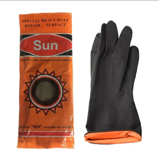[9763] Rubber Gloves 12"/100g Orange/Black Sun Brand