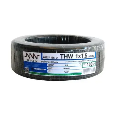 [14513] Electric Cable NNN IEC 01 THW 1C x 1.5sqmm x 100M, Black