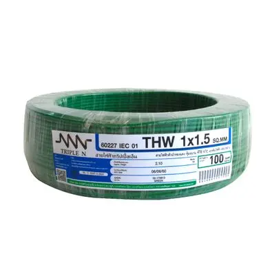 [14515] Electric Cable NNN IEC 01 THW 1C x 1.5sqmm x 100M, Green