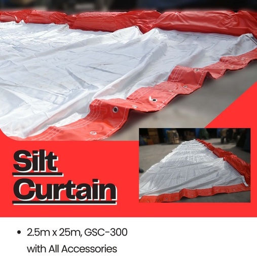 [15138] Silt Curtain, 2.5M x 25M, GSC-300 With All Accessories