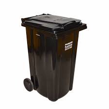 [15724BLK] Dust Bin with Wheels, Black, 240L, (730*580*1080MM)